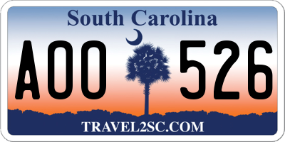 SC license plate AOO526