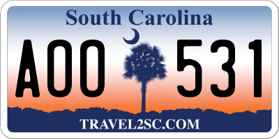 SC license plate AOO531