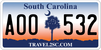 SC license plate AOO532