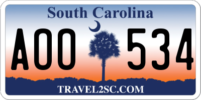SC license plate AOO534