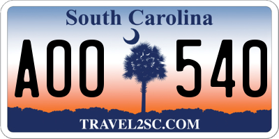 SC license plate AOO540