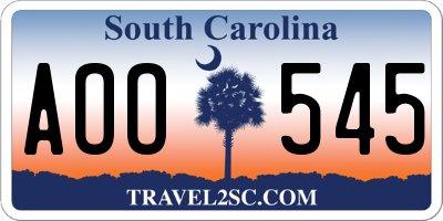 SC license plate AOO545