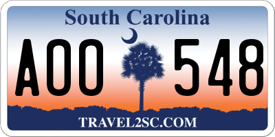 SC license plate AOO548