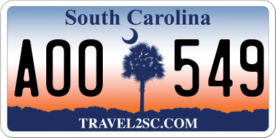 SC license plate AOO549