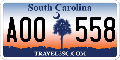 SC license plate AOO558
