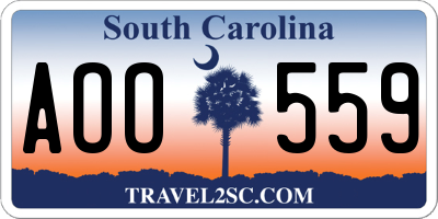 SC license plate AOO559