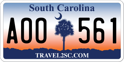 SC license plate AOO561