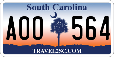 SC license plate AOO564