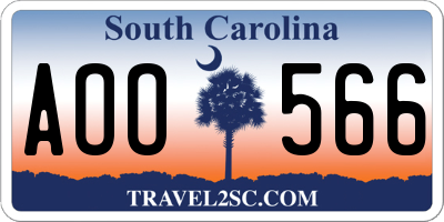 SC license plate AOO566