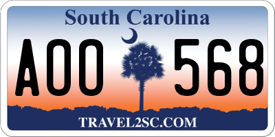 SC license plate AOO568
