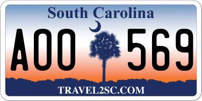 SC license plate AOO569