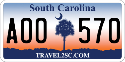 SC license plate AOO570