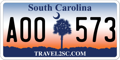 SC license plate AOO573