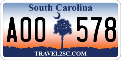 SC license plate AOO578