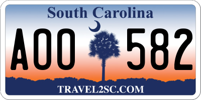 SC license plate AOO582
