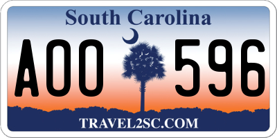 SC license plate AOO596