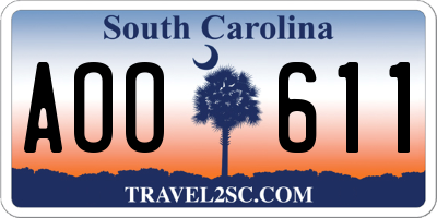 SC license plate AOO611