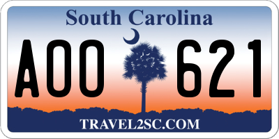 SC license plate AOO621