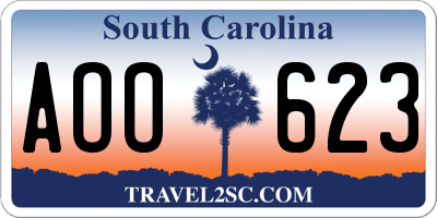 SC license plate AOO623