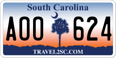 SC license plate AOO624