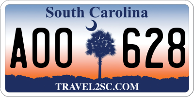 SC license plate AOO628