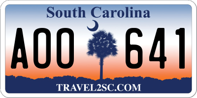 SC license plate AOO641