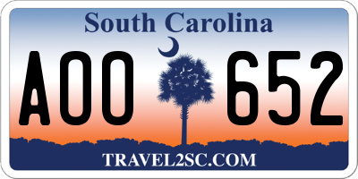 SC license plate AOO652