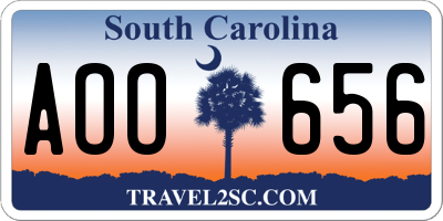 SC license plate AOO656