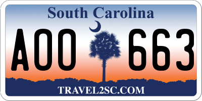 SC license plate AOO663