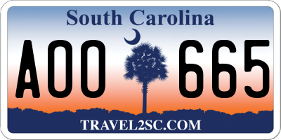 SC license plate AOO665