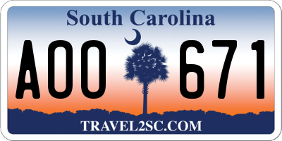 SC license plate AOO671