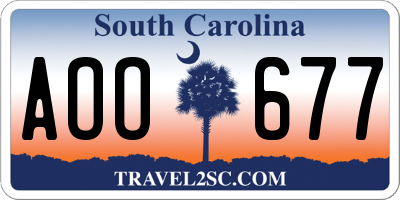 SC license plate AOO677