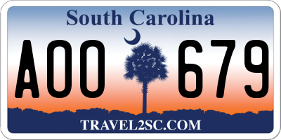 SC license plate AOO679