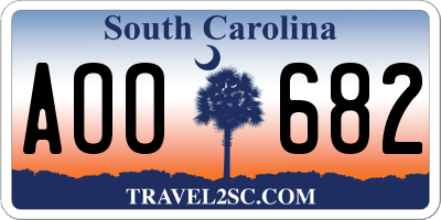 SC license plate AOO682