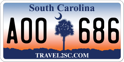 SC license plate AOO686