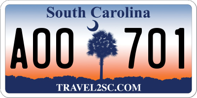 SC license plate AOO701