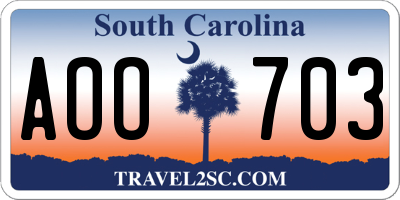SC license plate AOO703