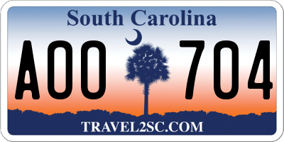 SC license plate AOO704