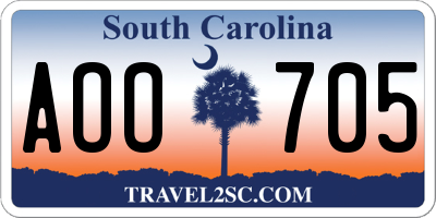 SC license plate AOO705