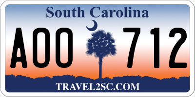 SC license plate AOO712