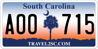 SC license plate AOO715