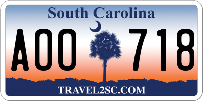 SC license plate AOO718
