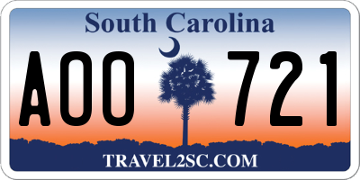 SC license plate AOO721