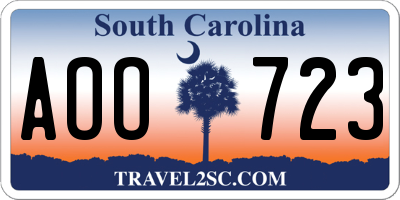SC license plate AOO723