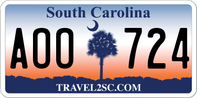 SC license plate AOO724