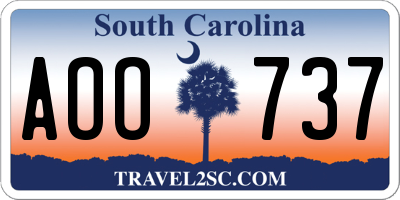 SC license plate AOO737