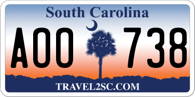 SC license plate AOO738