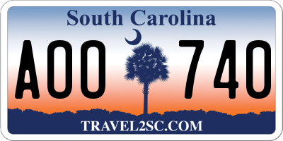 SC license plate AOO740