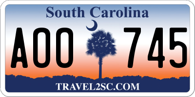 SC license plate AOO745