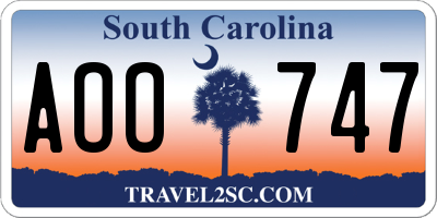 SC license plate AOO747